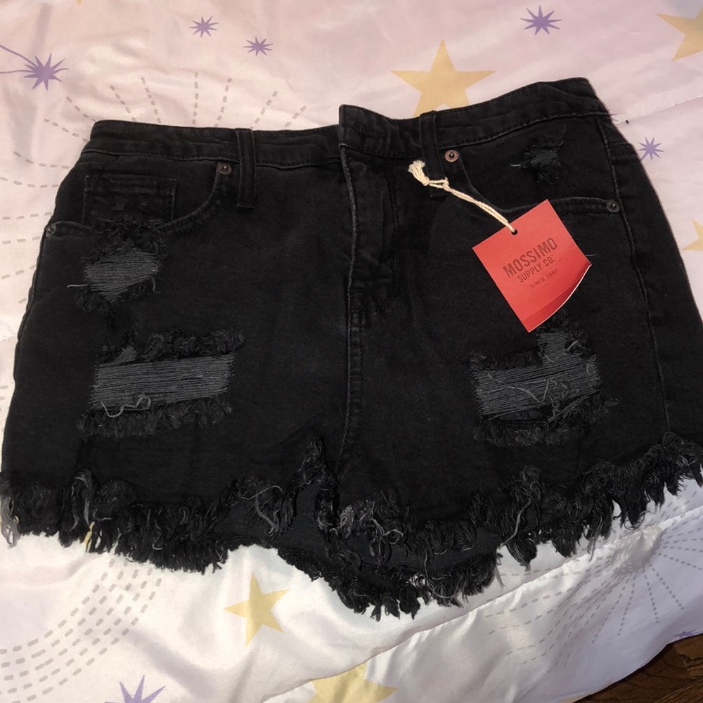 Black ripped denim shorts (mossimo)
